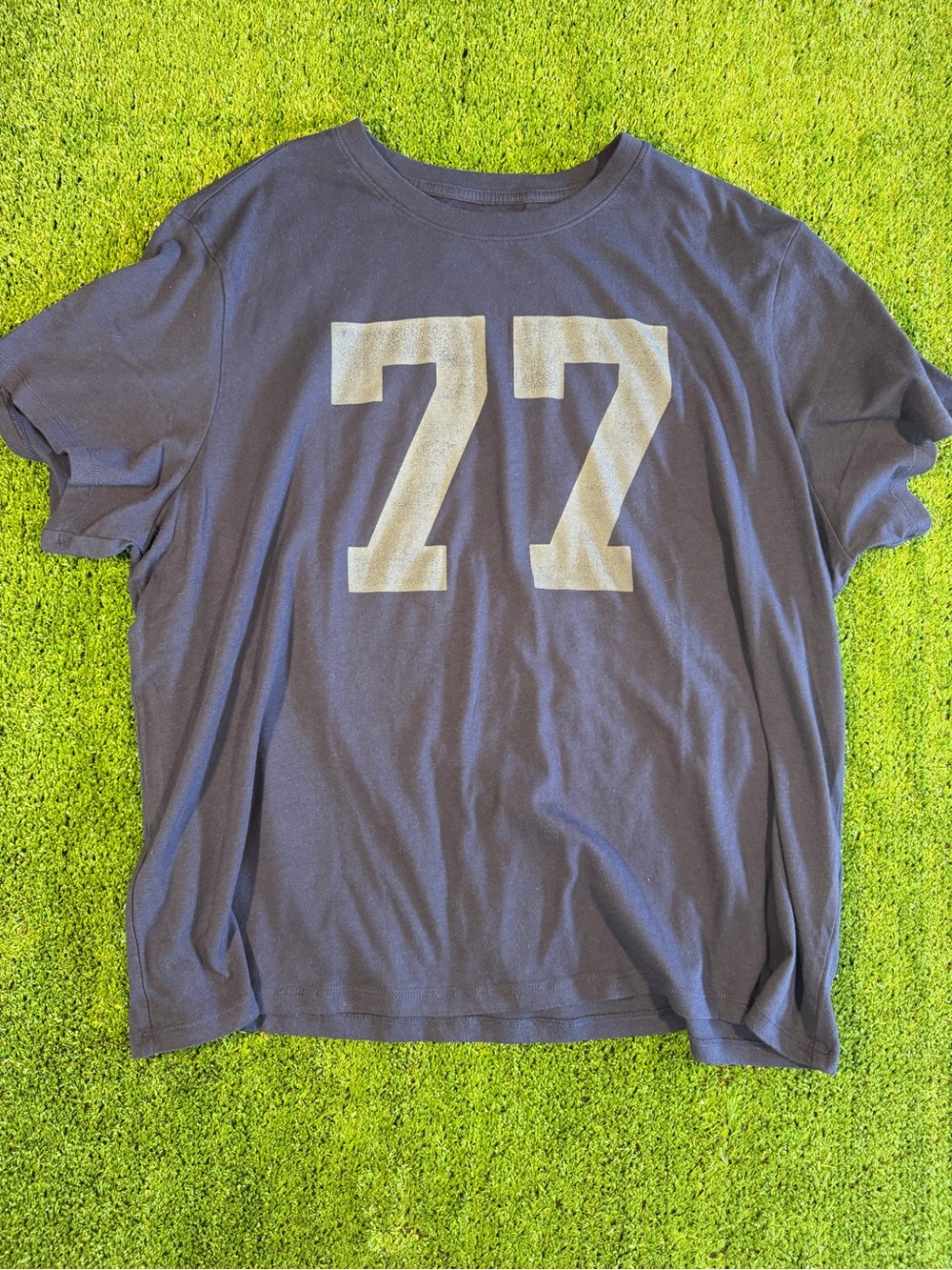 American Eagle Outfitters Navy Tee with White '77' Graphic